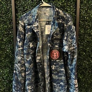 Blue Camo Jacket with Patch